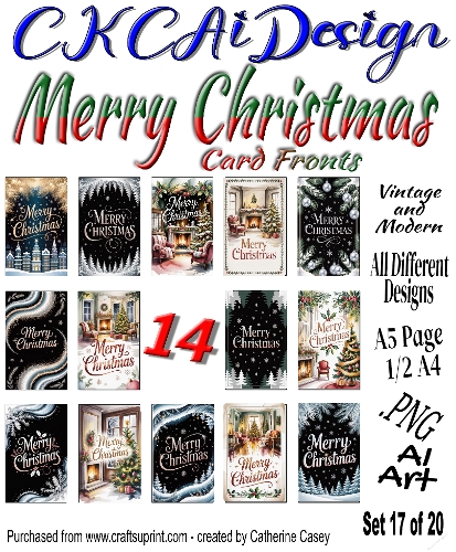 14 Merry Christmas Card Fronts Modern and Vintage mixed Set 17 of 20