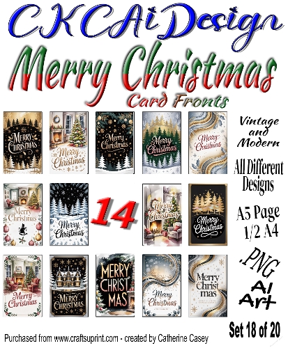 14 Merry Christmas Card Fronts Modern and Vintage mixed Set 18 of 20