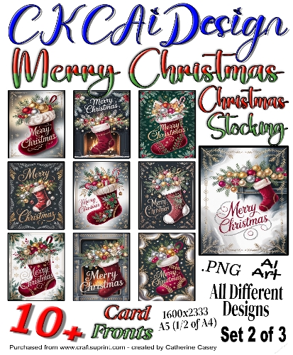 10+ Merry Christmas Card Fronts Christmas Stocking Set 2 of 3