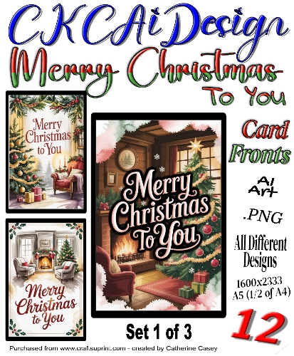 12 Merry Christmas to You Card Fronts Set 1 of 3