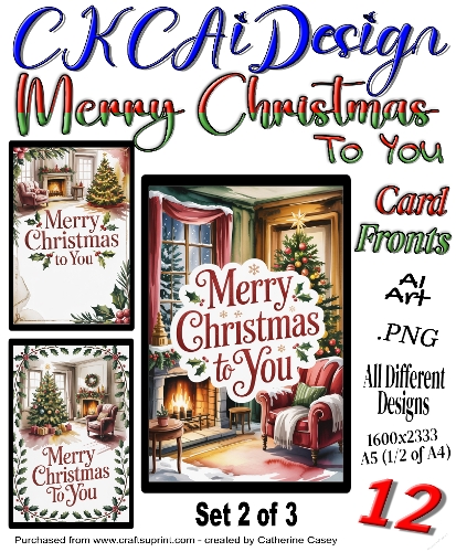 12 Merry Christmas to You Card Fronts Set 2 of 3