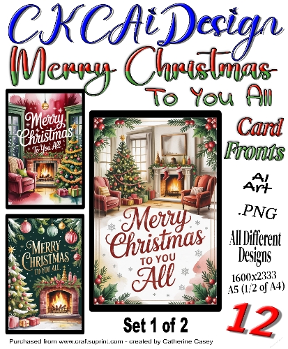 12 Merry Christmas to You All Card Fronts Set 1 of 2