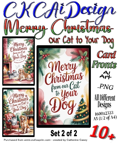 10+ Merry Christmas From Our Cat to Your Dog Card Fronts Set 2 of 2