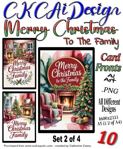 10 Merry Christmas To The Family Card Fronts Set 2 of 4