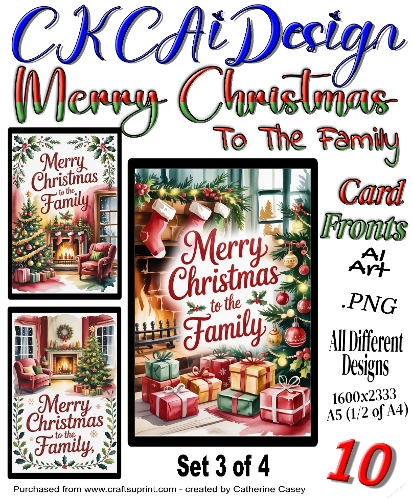 10 Merry Christmas To The Family Card Fronts Set 3 of 4
