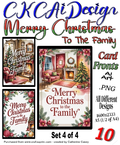 10 Merry Christmas To The Family Card Fronts Set 4 of 4