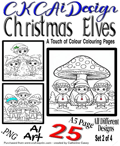 25 A Touch of Colour Christmas Elves Colouring Pages - Set 2 of 4