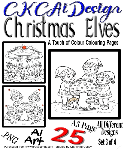 25 A Touch of Colour Christmas Elves Colouring Pages - Set 3 of 4