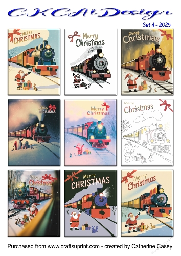 Christmas Tags Santa and Trains Set 4