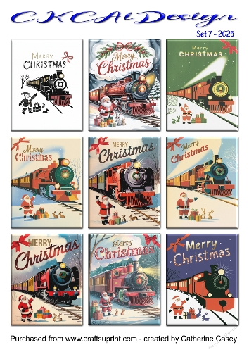 Christmas Tags Santa and Trains Set 7