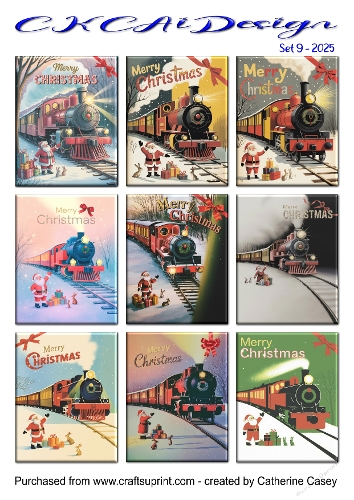 Christmas Tags Santa and Trains Set 9