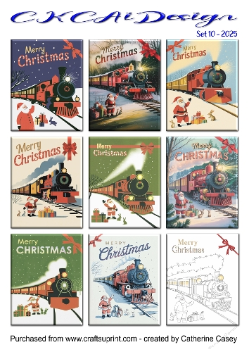 Christmas Tags Santa and Trains Set 10