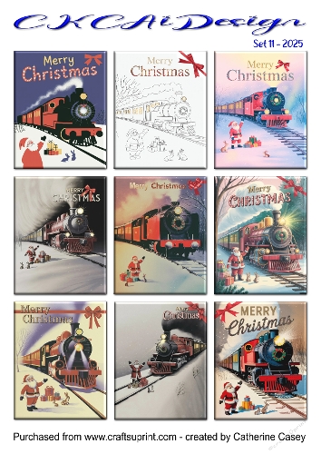 Christmas Tags Santa and Trains Set 11