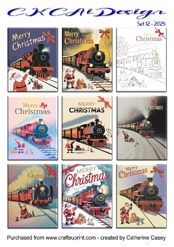Christmas Tags Santa and Trains Set 12