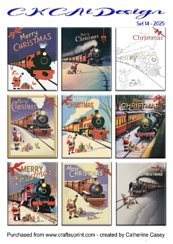 Christmas Tags Santa and Trains Set 14