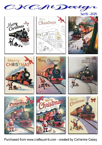 Christmas Tags Santa and Trains Set 15