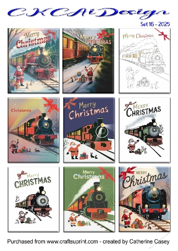 Christmas Tags Santa and Trains Set 16