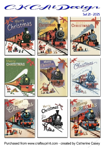Christmas Tags Santa and Trains Set 21