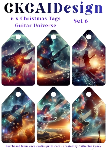 6x Christmas Tags/Labels Guitar Universe - Set 6