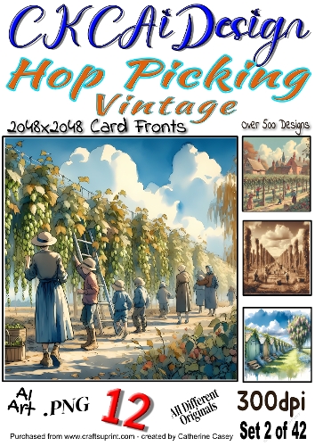 12x Card Fronts Depicting Kent Hop Picking In the 40s and 50s - Set 2 of 42