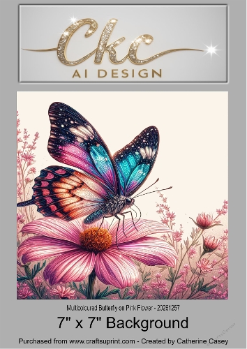 Multicoloured Butterfly on Pink Flower - 20261257