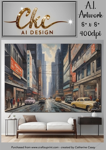 A.I. Created Artwork 8 x 8 Topper or Card Front - Living Room with Painting 2 - Art 0007