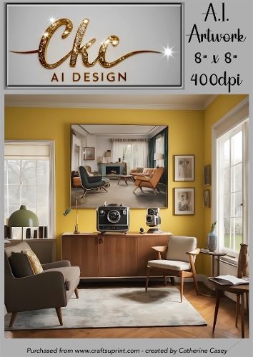 A.I. Created Artwork 8 x 8 Topper or Card Front - Living Room 6 - Art 0016