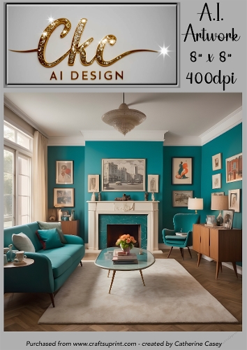 A.I. Created Artwork 8 x 8 Topper or Card Front - Living Room 7 - Art 0018