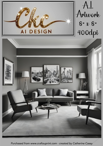 A.I. Created Artwork 8 x 8 Topper or Card Front - Living Room 8 - Art 0019