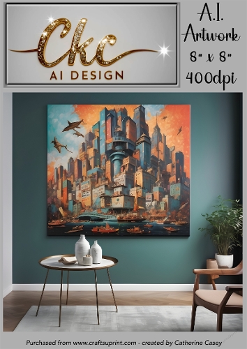 A.I. Created Artwork 8 x 8 Topper or Card Front - Living Room 9 - Art 0021