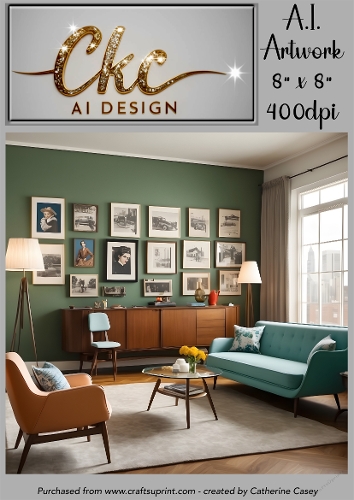 A.I. Created Artwork 8 x 8 Topper or Card Front - Living Room 10- Art 0022