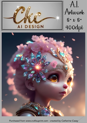 A.I. Created Artwork 8 x 8 Topper or Card Front - Future Girls - Art 0024
