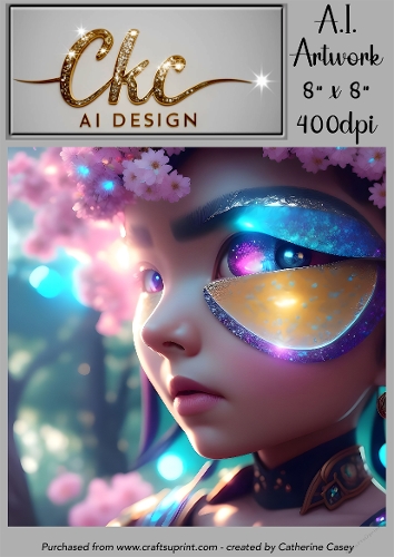 A.I. Created Artwork 8 x 8 Topper or Card Front - Future Girls - Art 0031