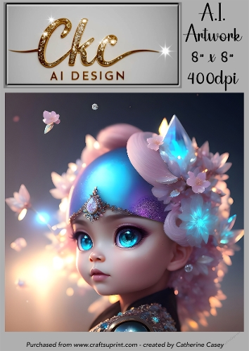 A.I. Created Artwork 8 x 8 Topper or Card Front - Future Girls - Art 0033