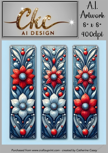 A.I. Created Bookmarks - 8x8 - 3 on a page - 400dpi Floral - CKCAID Bookmarks - 003