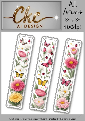 A.I. Created Bookmarks - 8x8 - 3 on a page - 400dpi Floral - CKCAID Bookmarks - 016