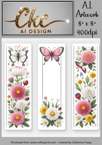 A.I. Created Bookmarks - 8x8 - 3 on a page - 400dpi Floral - CKCAID Bookmarks - 017