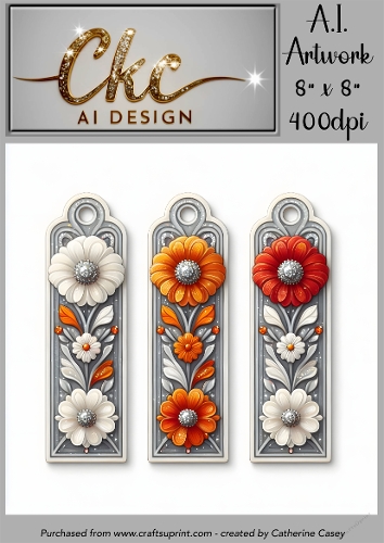 A.I. Created Bookmarks - 8x8 - 3 on a page - 400dpi Floral - CKCAID Bookmarks - 020