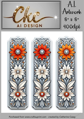A.I. Created Bookmarks - 8x8 - 3 on a page - 400dpi Floral - CKCAID Bookmarks - 021