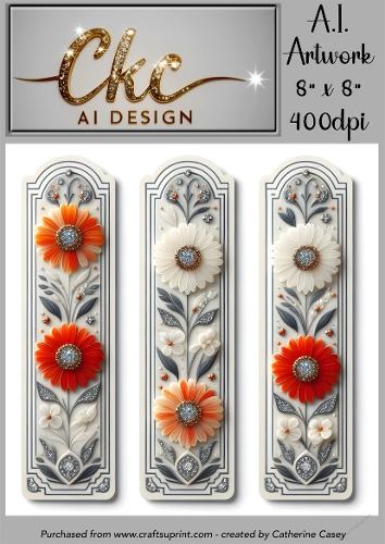A.I. Created Bookmarks - 8x8 - 3 on a page - 400dpi Floral - CKCAID Bookmarks - 023