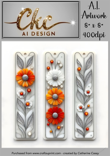 A.I. Created Bookmarks - 8x8 - 3 on a page - 400dpi Floral - CKCAID Bookmarks - 025