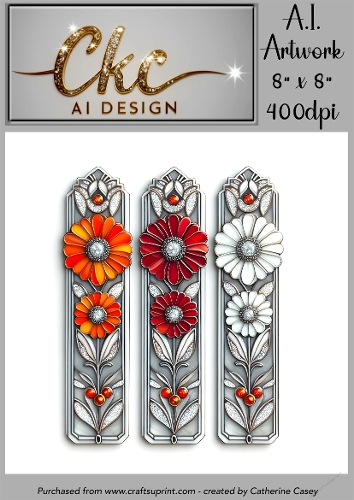 A.I. Created Bookmarks - 8x8 - 3 on a page - 400dpi Floral - CKCAID Bookmarks - 027