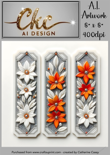 A.I. Created Bookmarks - 8x8 - 3 on a page - 400dpi Floral - CKCAID Bookmarks - 028