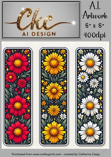 A.I. Created Bookmarks - 8x8 - 3 on a page - 400dpi Floral - CKCAID Bookmarks - 029