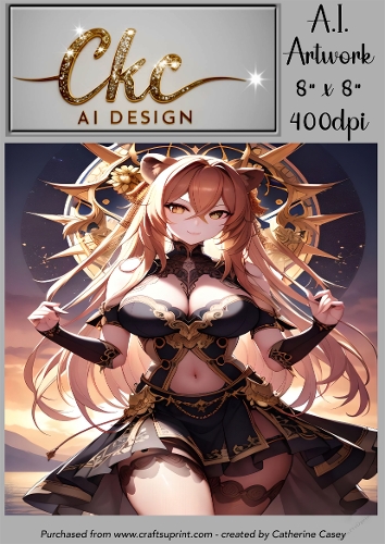 A.I. Created Artwork 8 x 8 Topper or Card Front - Anime Females - Art 0001