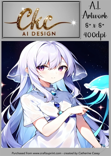 A.I. Created Artwork 8 x 8 Topper or Card Front - Anime Females - Art 0002