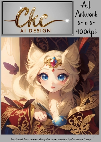 A.I. Created Artwork 8 x 8 Topper or Card Front - Anime Females - Art 0003