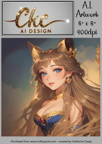 A.I. Created Artwork 8 x 8 Topper or Card Front - Anime Females - Art 0004