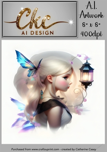 A.I. Created Artwork 8 x 8 Topper or Card Front - Anime Females - Art 0006