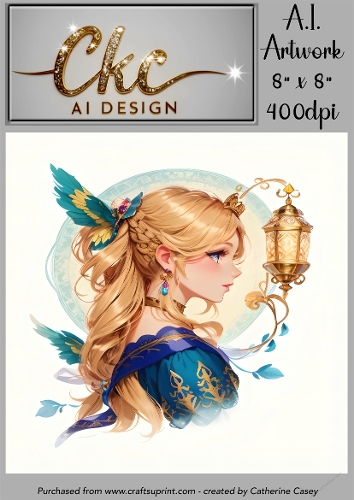 A.I. Created Artwork 8 x 8 Topper or Card Front - Anime Females - Art 0007